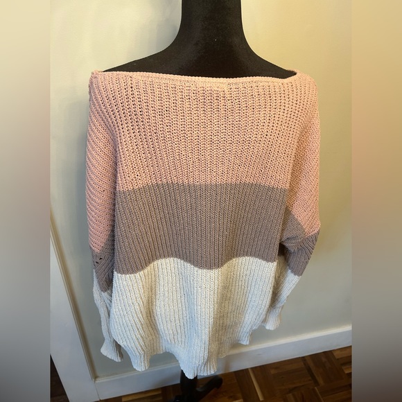Stripped Pink brown and white XL knitted sweater - Picture 7 of 7